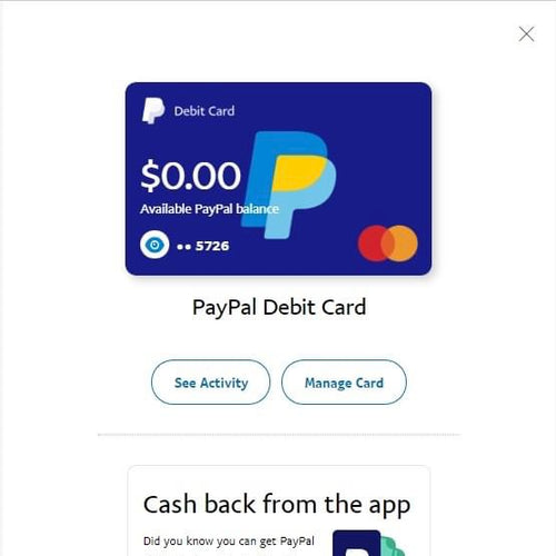 Paypal with deposit number + debit card